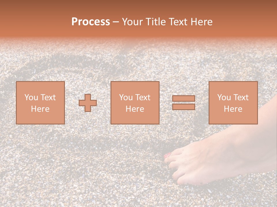 A Person's Feet In The Sand With A Heart Drawn On It PowerPoint Template
