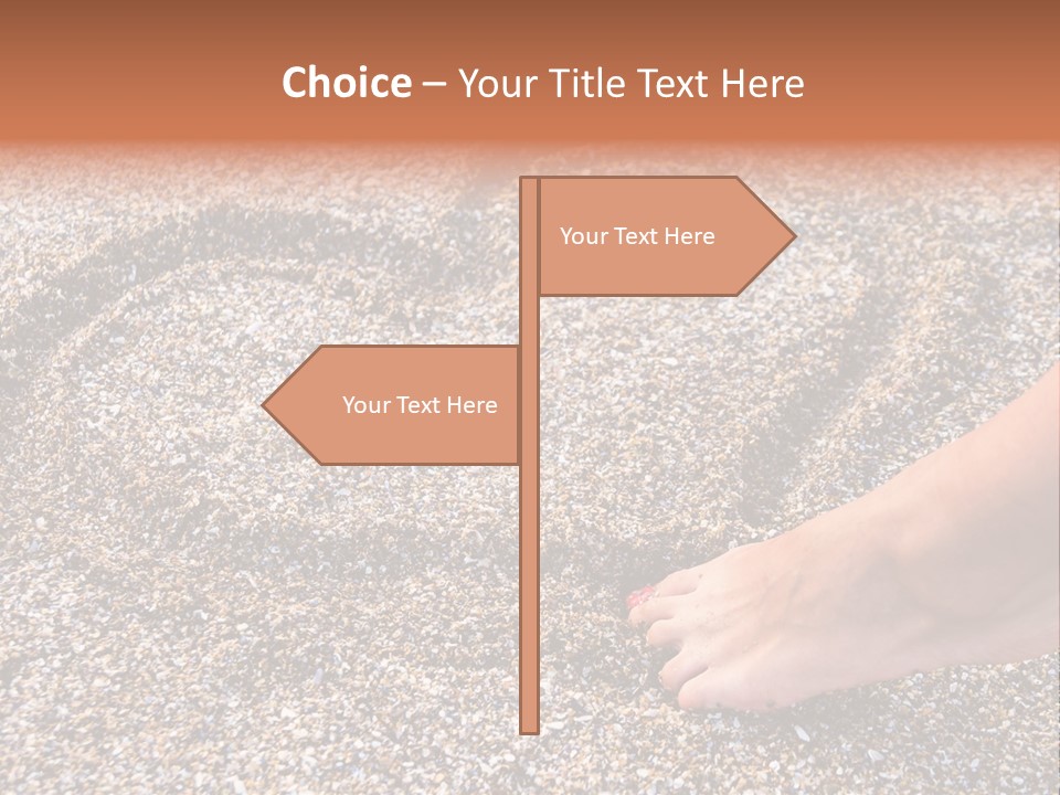 A Person's Feet In The Sand With A Heart Drawn On It PowerPoint Template