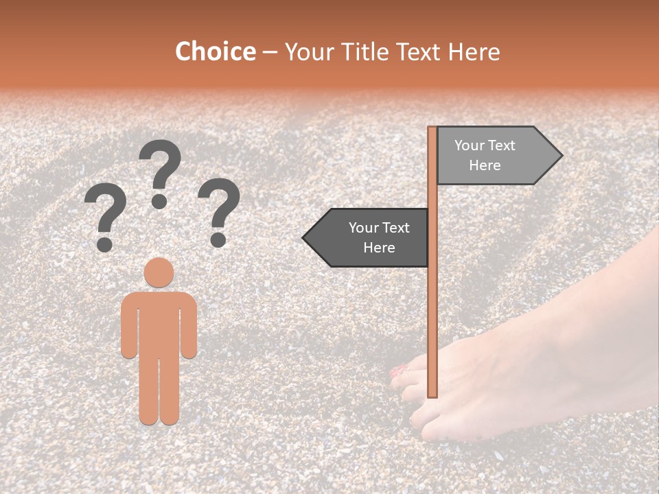 A Person's Feet In The Sand With A Heart Drawn On It PowerPoint Template