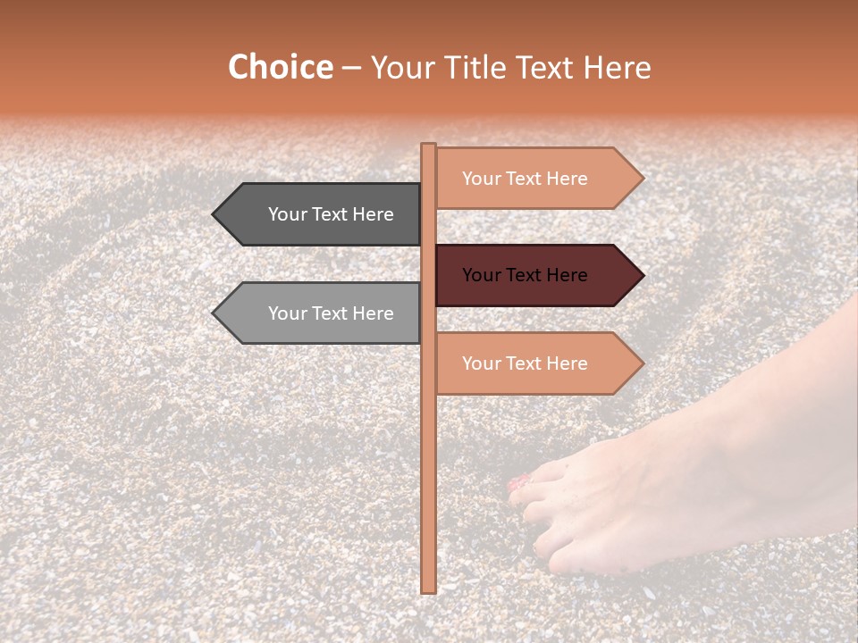 A Person's Feet In The Sand With A Heart Drawn On It PowerPoint Template