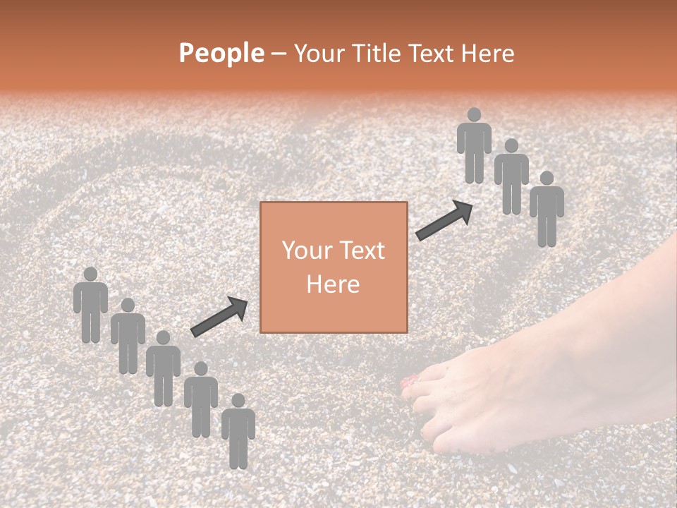 A Person's Feet In The Sand With A Heart Drawn On It PowerPoint Template