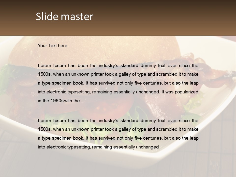 A Sandwich With Bacon And Lettuce On A Plate PowerPoint Template