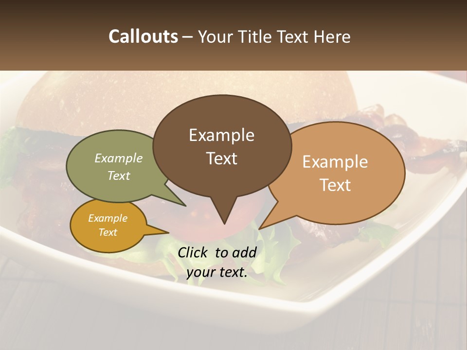 A Sandwich With Bacon And Lettuce On A Plate PowerPoint Template