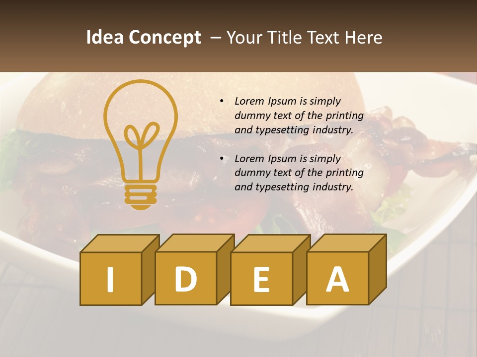 A Sandwich With Bacon And Lettuce On A Plate PowerPoint Template