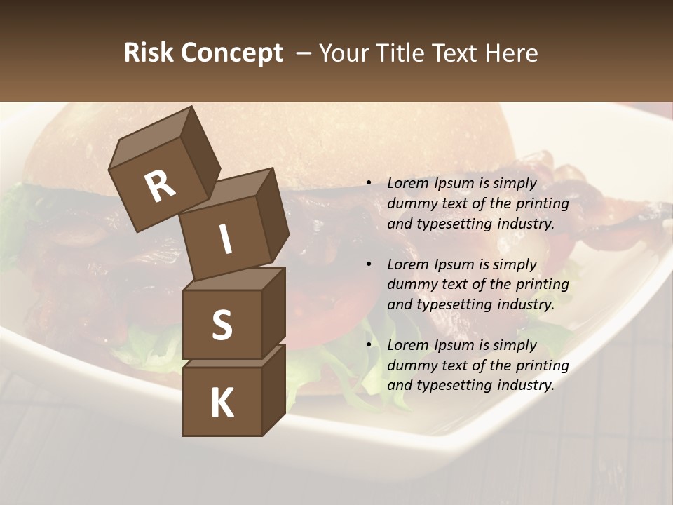 A Sandwich With Bacon And Lettuce On A Plate PowerPoint Template