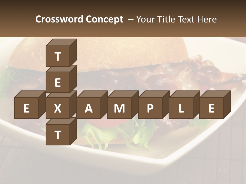 A Sandwich With Bacon And Lettuce On A Plate PowerPoint Template