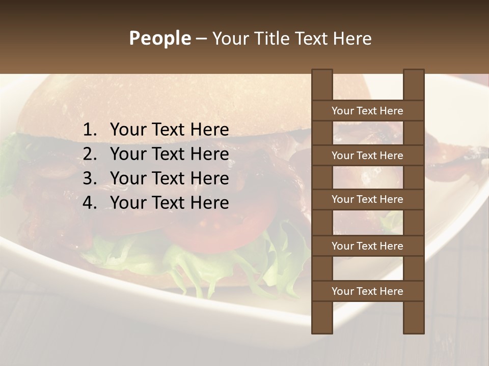 A Sandwich With Bacon And Lettuce On A Plate PowerPoint Template