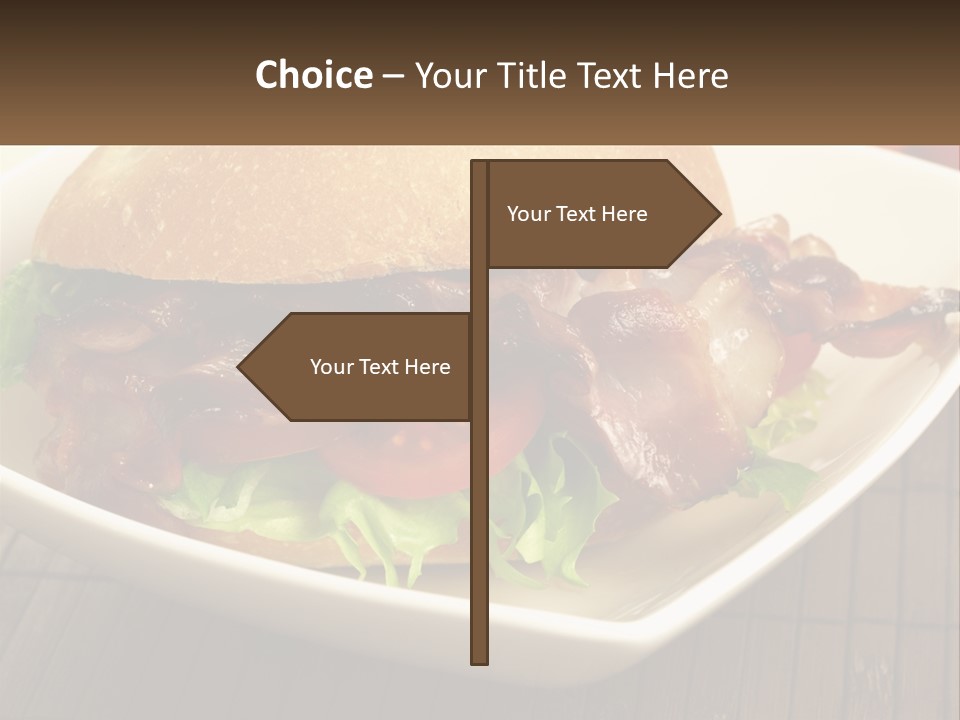 A Sandwich With Bacon And Lettuce On A Plate PowerPoint Template