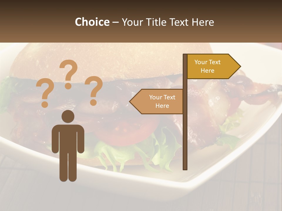 A Sandwich With Bacon And Lettuce On A Plate PowerPoint Template