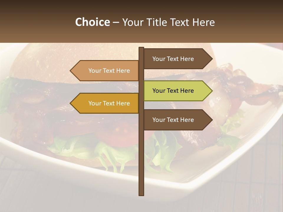 A Sandwich With Bacon And Lettuce On A Plate PowerPoint Template