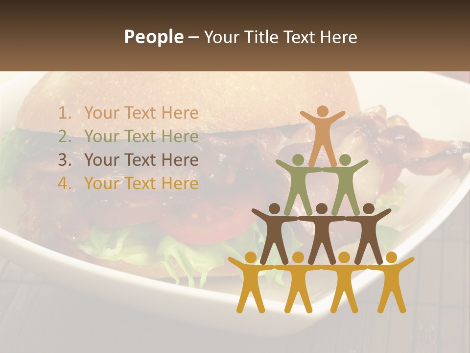 A Sandwich With Bacon And Lettuce On A Plate PowerPoint Template