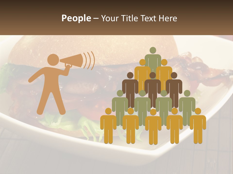 A Sandwich With Bacon And Lettuce On A Plate PowerPoint Template