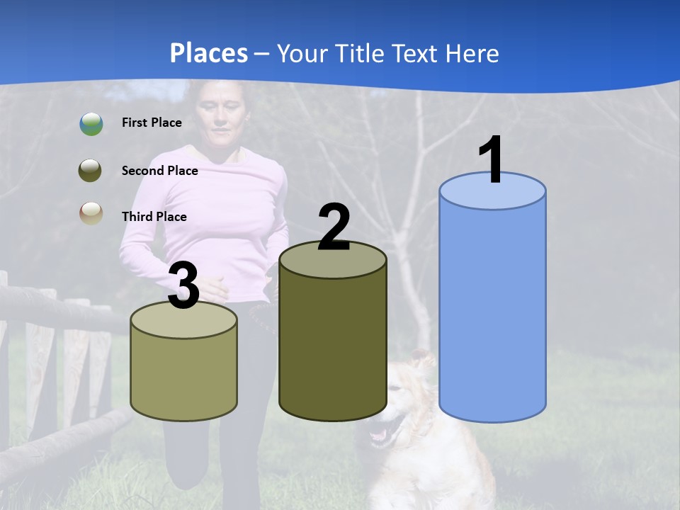 A Woman Is Walking Her Dog In A Field PowerPoint Template