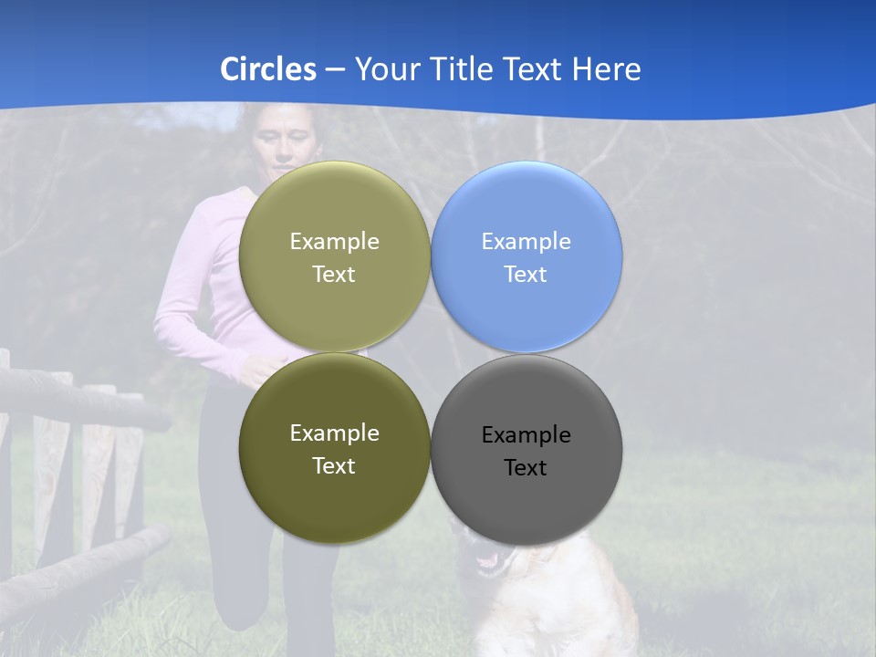 A Woman Is Walking Her Dog In A Field PowerPoint Template