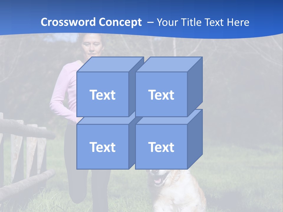 A Woman Is Walking Her Dog In A Field PowerPoint Template
