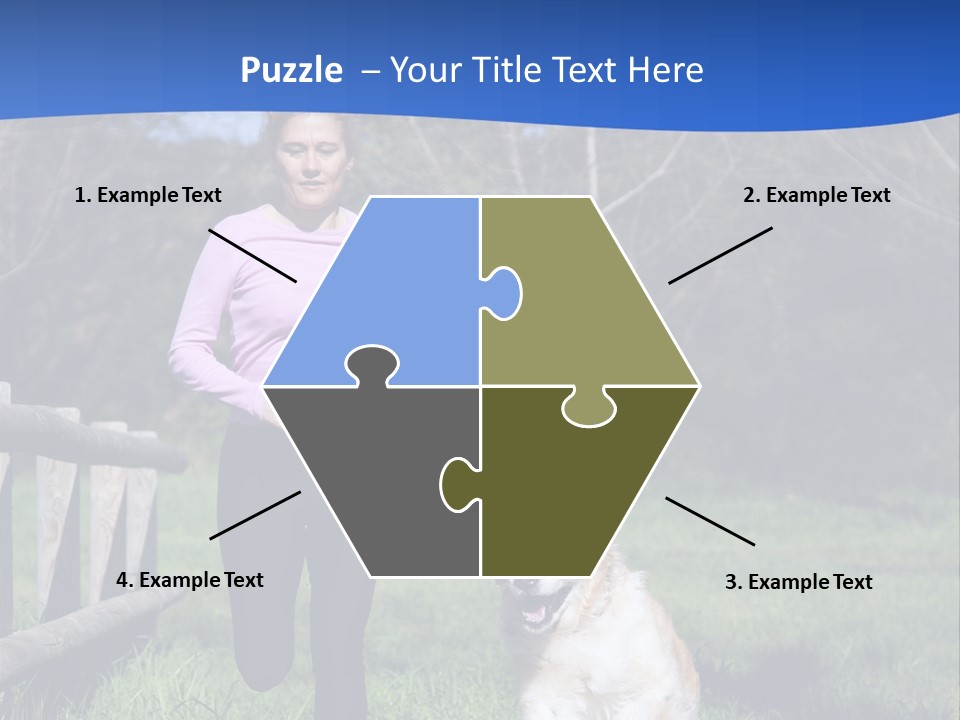 A Woman Is Walking Her Dog In A Field PowerPoint Template