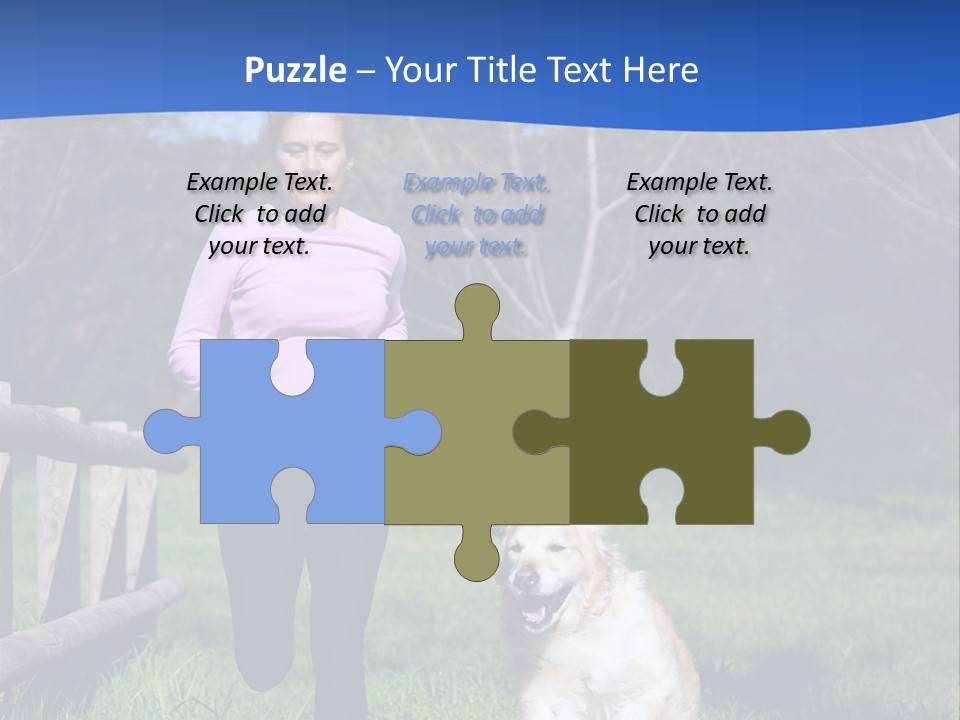 A Woman Is Walking Her Dog In A Field PowerPoint Template