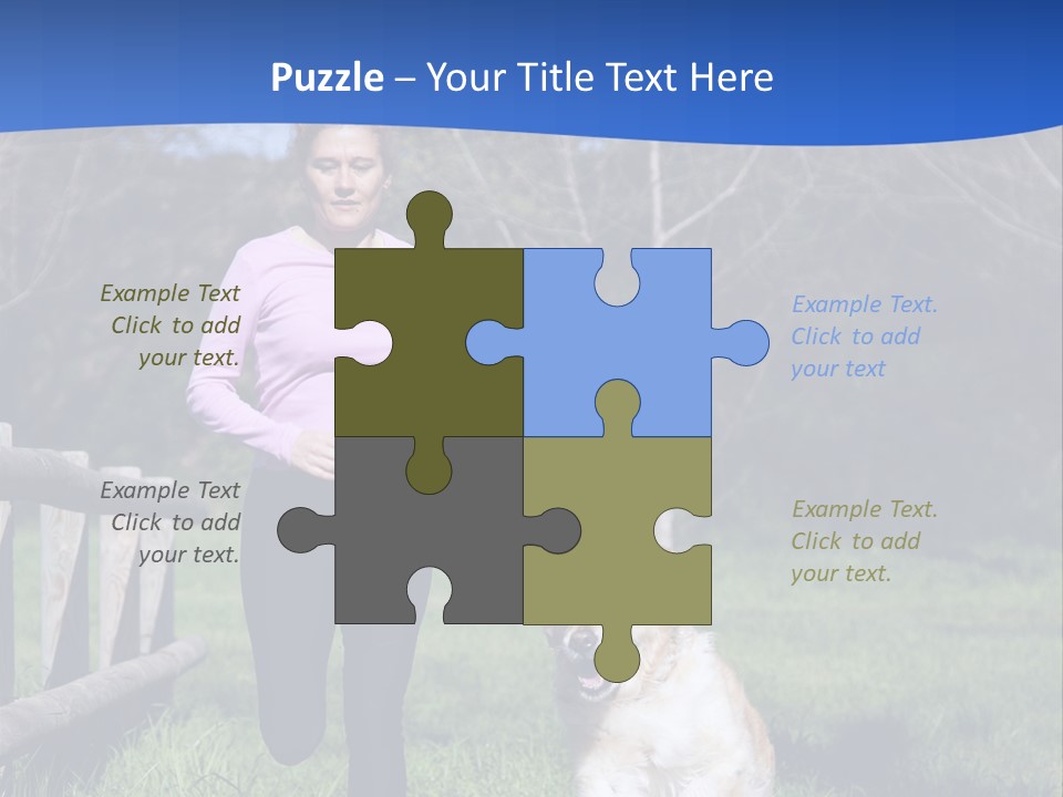 A Woman Is Walking Her Dog In A Field PowerPoint Template