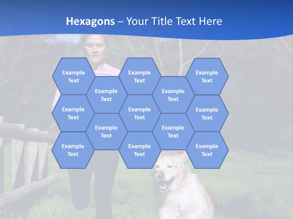A Woman Is Walking Her Dog In A Field PowerPoint Template