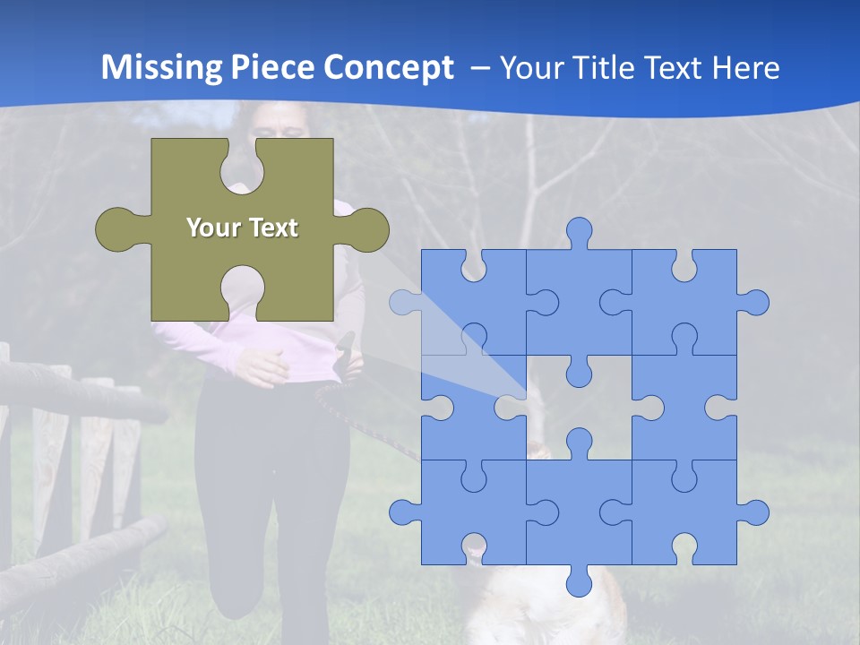 A Woman Is Walking Her Dog In A Field PowerPoint Template