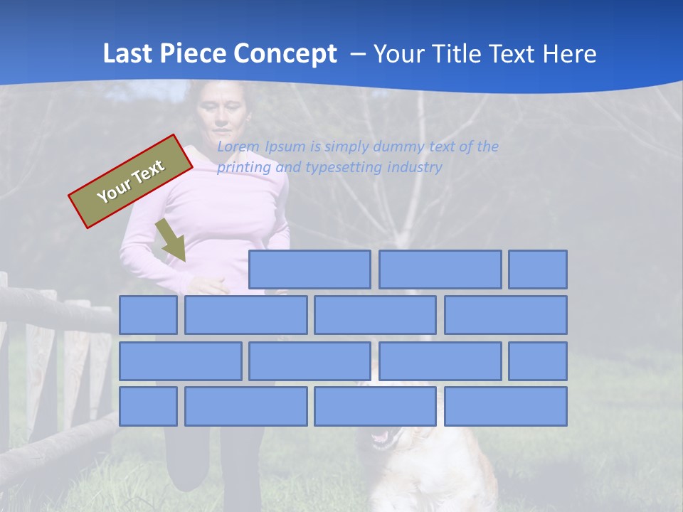 A Woman Is Walking Her Dog In A Field PowerPoint Template