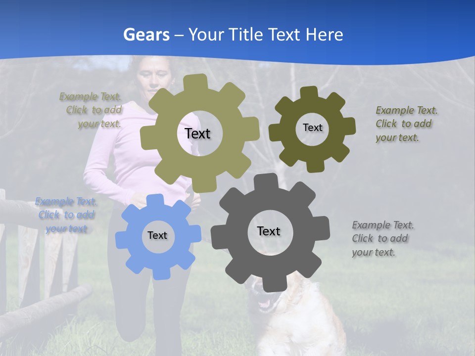A Woman Is Walking Her Dog In A Field PowerPoint Template