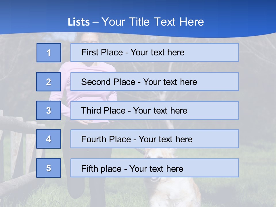 A Woman Is Walking Her Dog In A Field PowerPoint Template