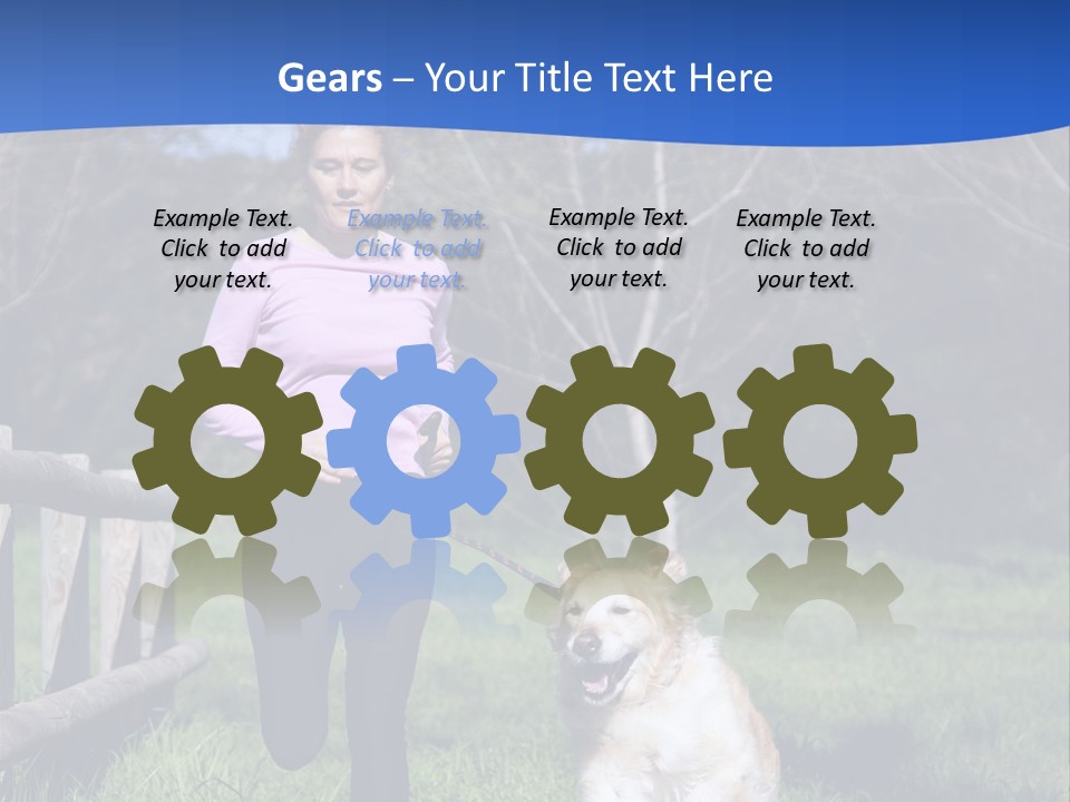 A Woman Is Walking Her Dog In A Field PowerPoint Template