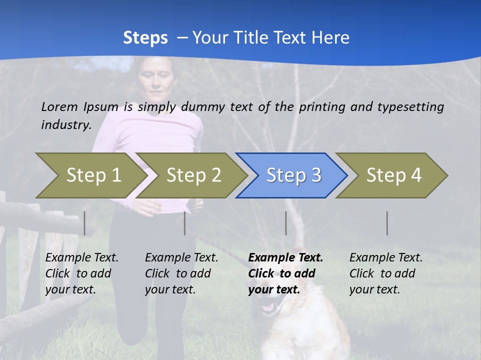 A Woman Is Walking Her Dog In A Field PowerPoint Template