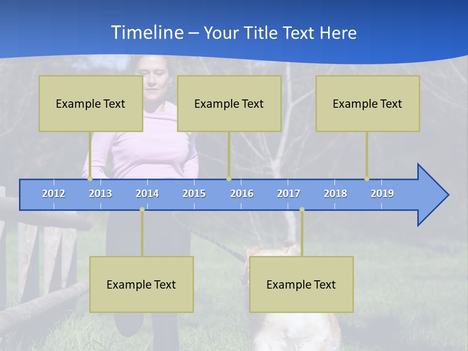 A Woman Is Walking Her Dog In A Field PowerPoint Template