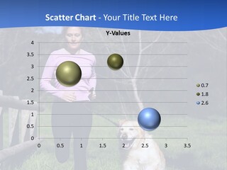 A Woman Is Walking Her Dog In A Field PowerPoint Template