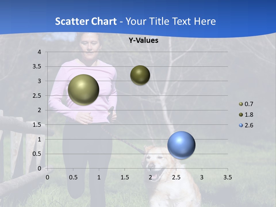 A Woman Is Walking Her Dog In A Field PowerPoint Template