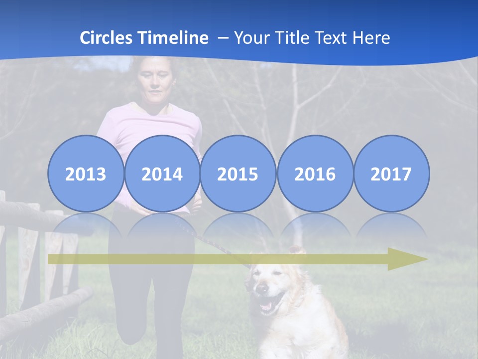 A Woman Is Walking Her Dog In A Field PowerPoint Template