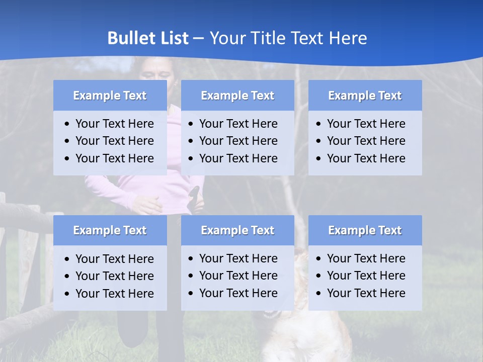 A Woman Is Walking Her Dog In A Field PowerPoint Template