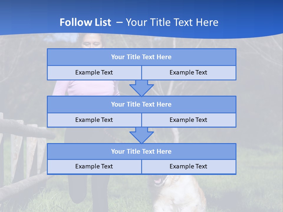 A Woman Is Walking Her Dog In A Field PowerPoint Template