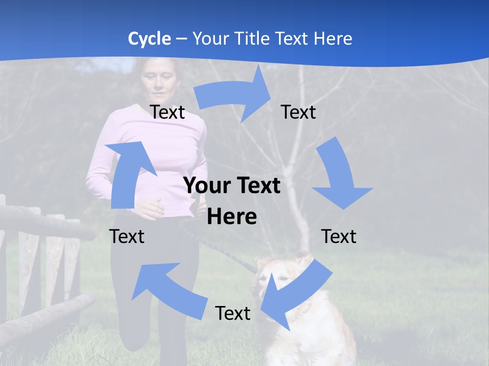 A Woman Is Walking Her Dog In A Field PowerPoint Template
