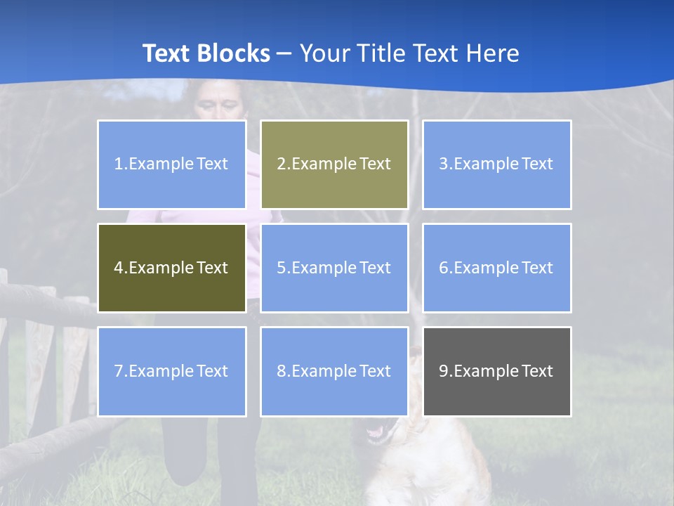 A Woman Is Walking Her Dog In A Field PowerPoint Template