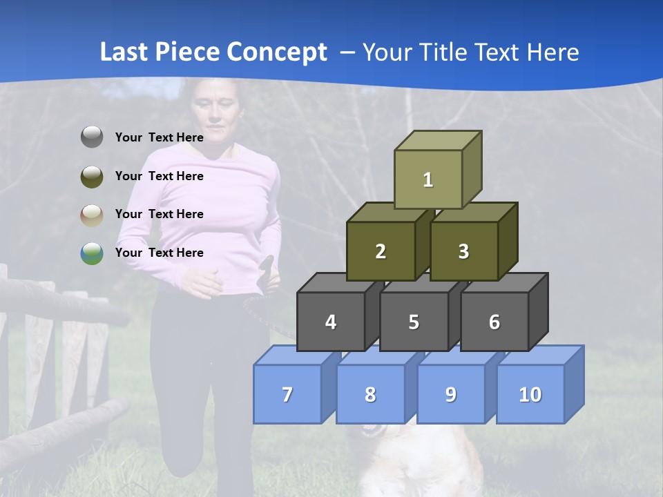 A Woman Is Walking Her Dog In A Field PowerPoint Template