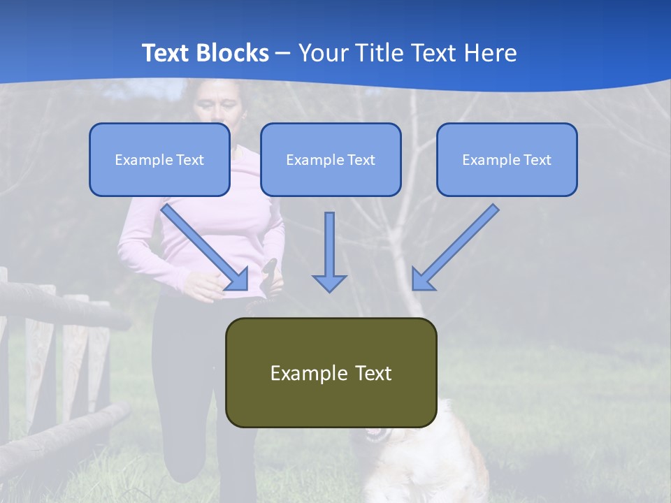 A Woman Is Walking Her Dog In A Field PowerPoint Template