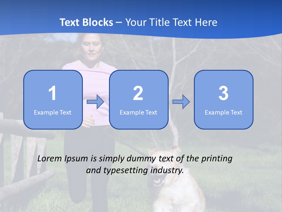 A Woman Is Walking Her Dog In A Field PowerPoint Template