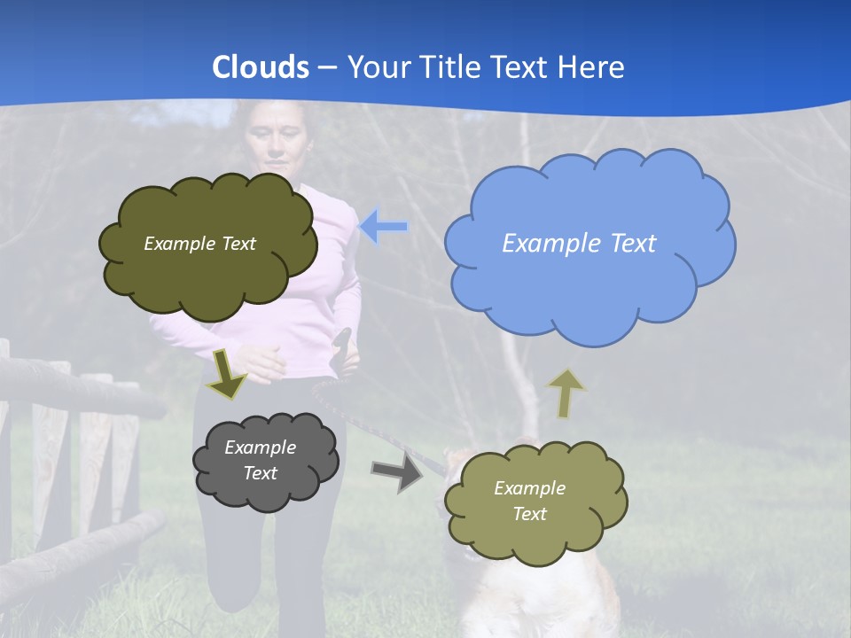 A Woman Is Walking Her Dog In A Field PowerPoint Template