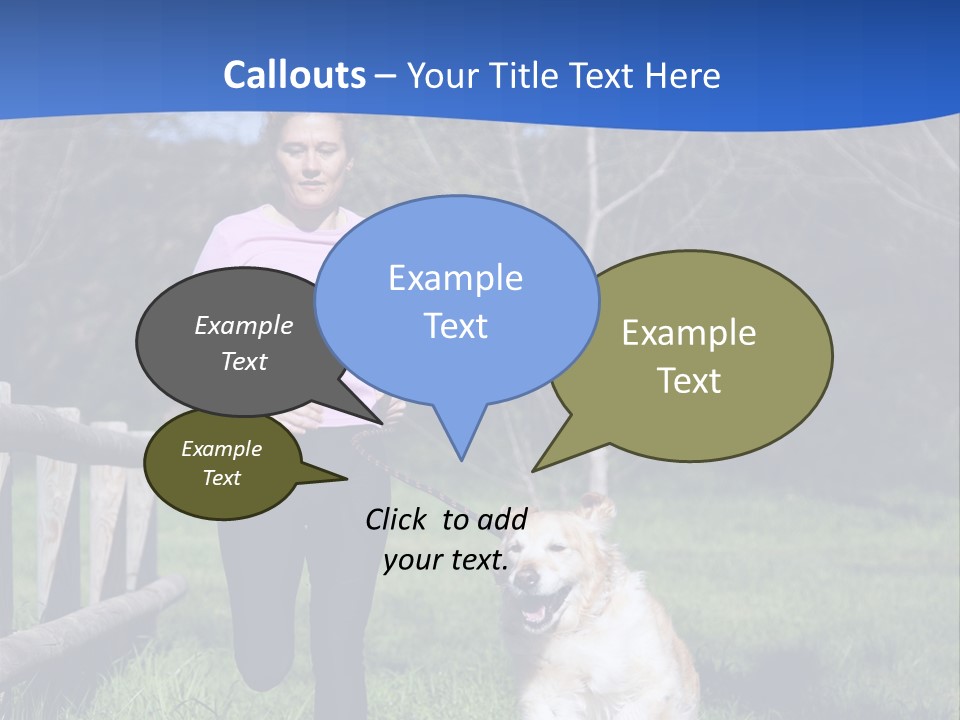 A Woman Is Walking Her Dog In A Field PowerPoint Template
