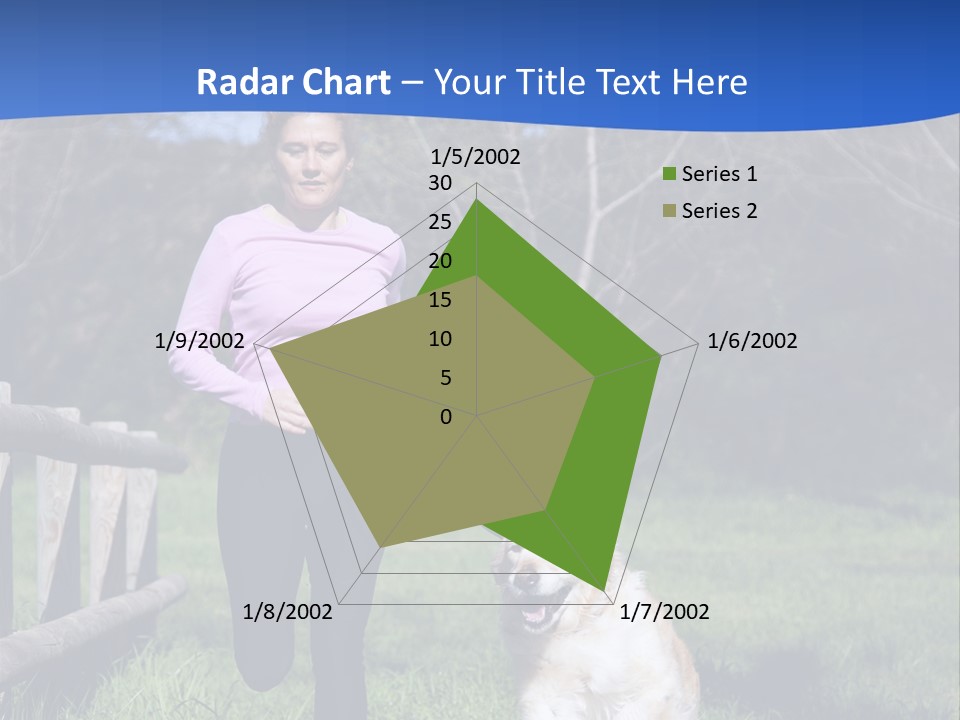 A Woman Is Walking Her Dog In A Field PowerPoint Template
