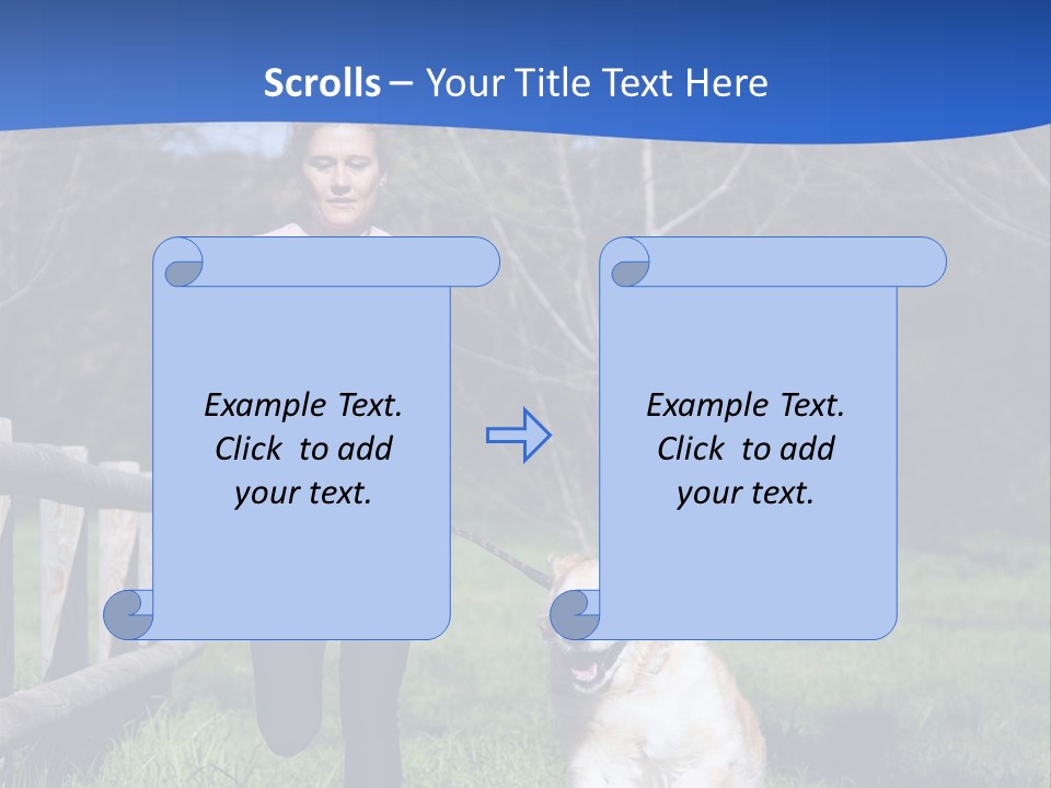 A Woman Is Walking Her Dog In A Field PowerPoint Template