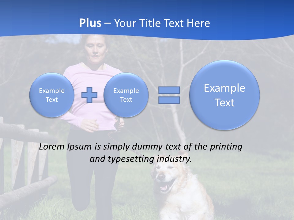 A Woman Is Walking Her Dog In A Field PowerPoint Template