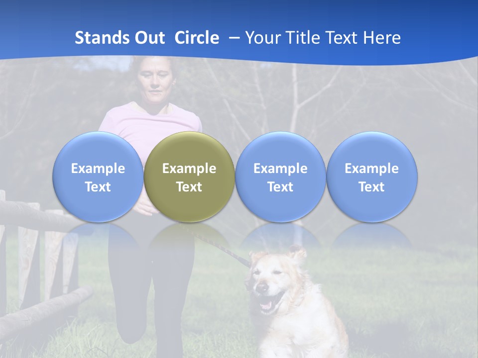 A Woman Is Walking Her Dog In A Field PowerPoint Template