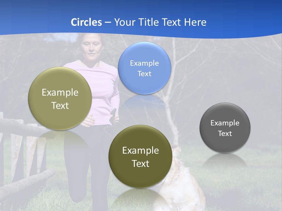 A Woman Is Walking Her Dog In A Field PowerPoint Template