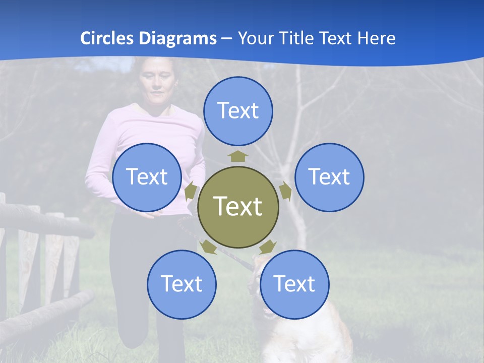 A Woman Is Walking Her Dog In A Field PowerPoint Template
