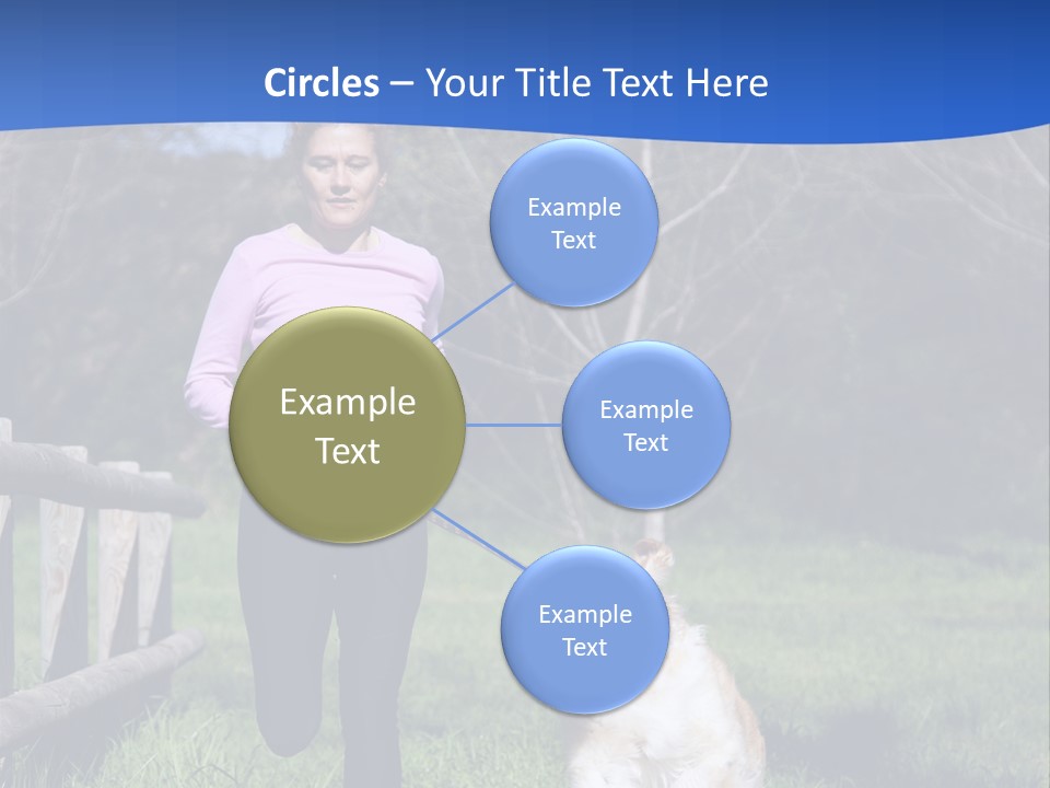 A Woman Is Walking Her Dog In A Field PowerPoint Template
