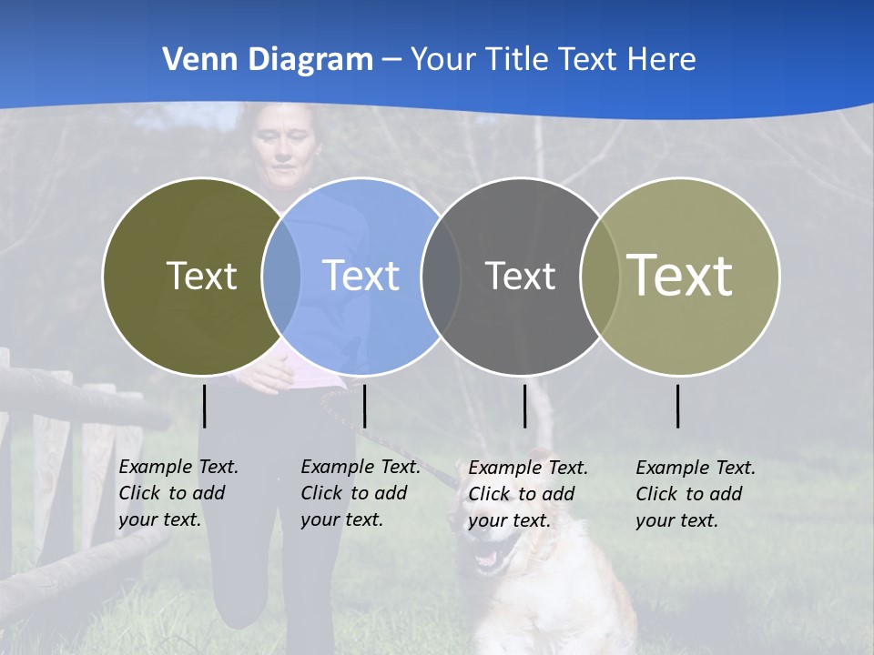 A Woman Is Walking Her Dog In A Field PowerPoint Template